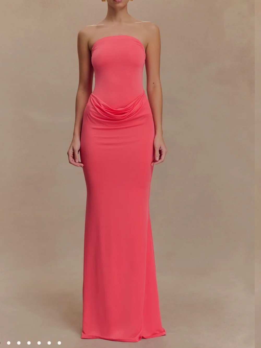 Meshki Strapless Coral Pink Maxi Dress